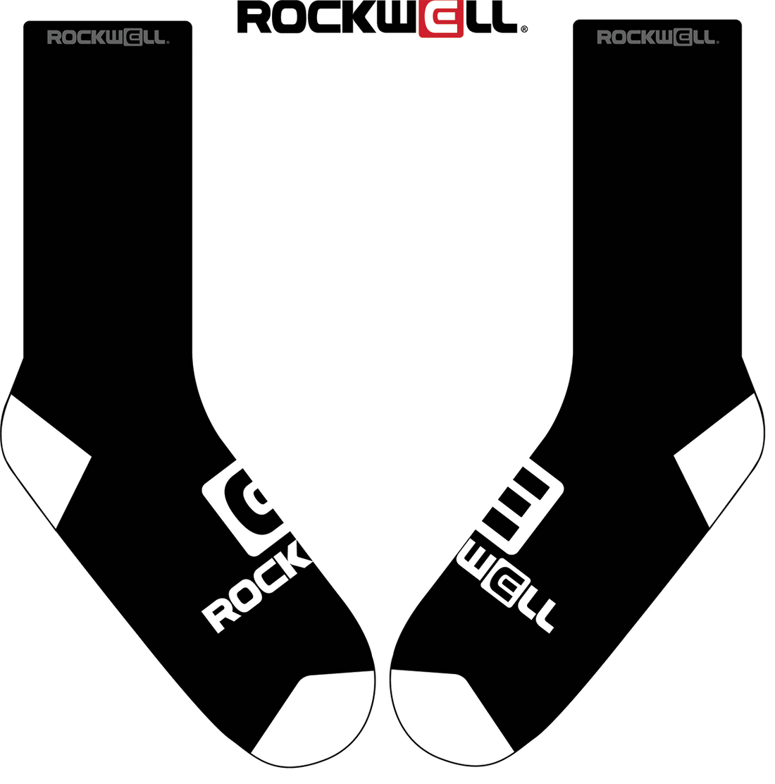 Crew Socks - Black rockwell socks plain black with Rockwell logo on the foot