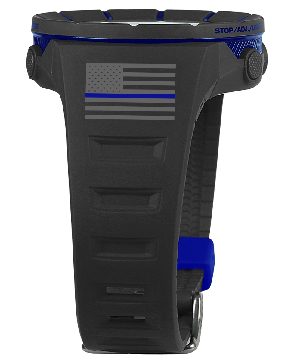 Coliseum Fit™ Police - Freedom Edition (Black/Blue) Watch black coliseum digital watch with blue accents and thin blue line use flag bands  Edit alt text