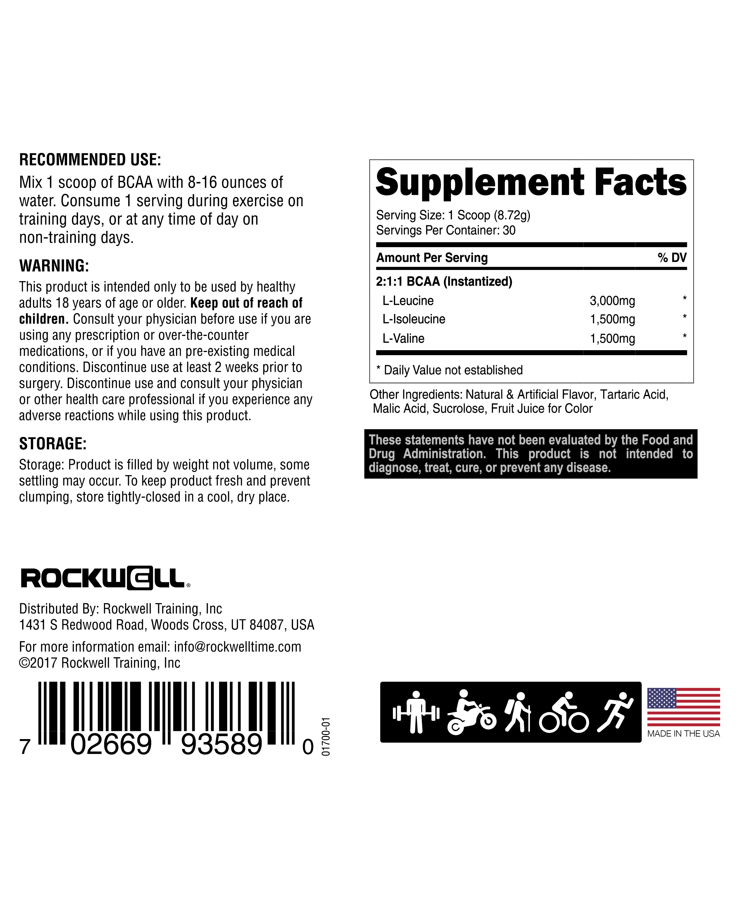 Rockwell Fit™ BCAA: Strawberry Coconut