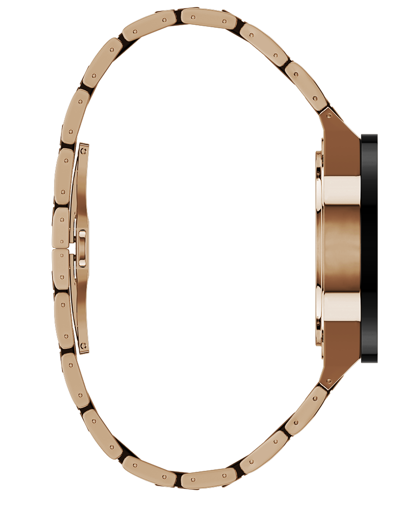 rose gold commander elite watch with black ceramic inner links and bezel