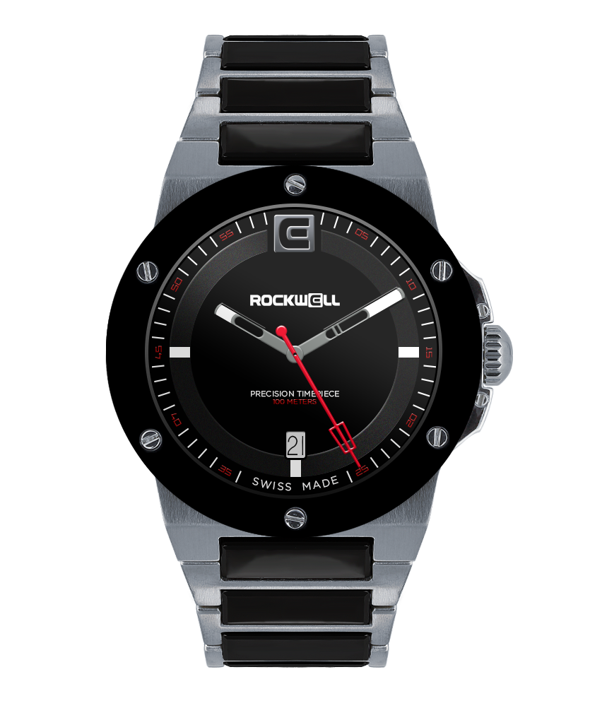 Commander Elite Tier 2 Edition Men s Analog Luxury Watch in Silver Black Ceramic by Rockwell Time