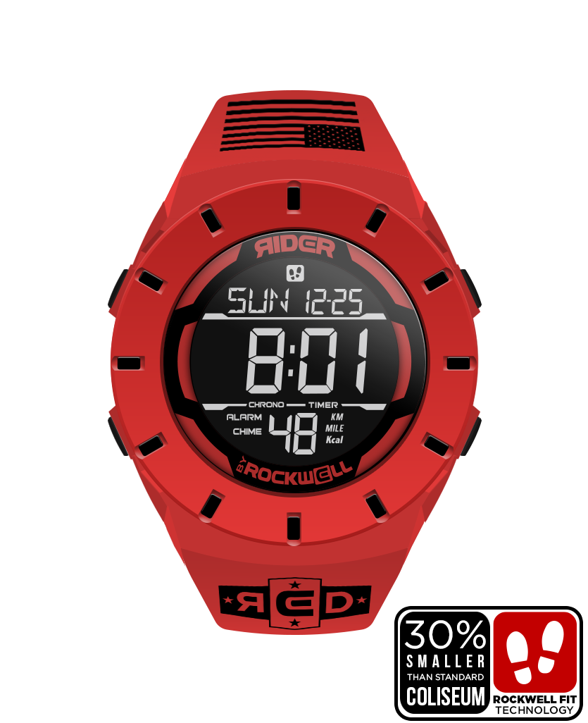 Coliseum Fit™ Forum - R.E.D. Edition (Red/Black) Watch red coliseum forum digital watch with black accents and remember everyone deployed with american flag bands