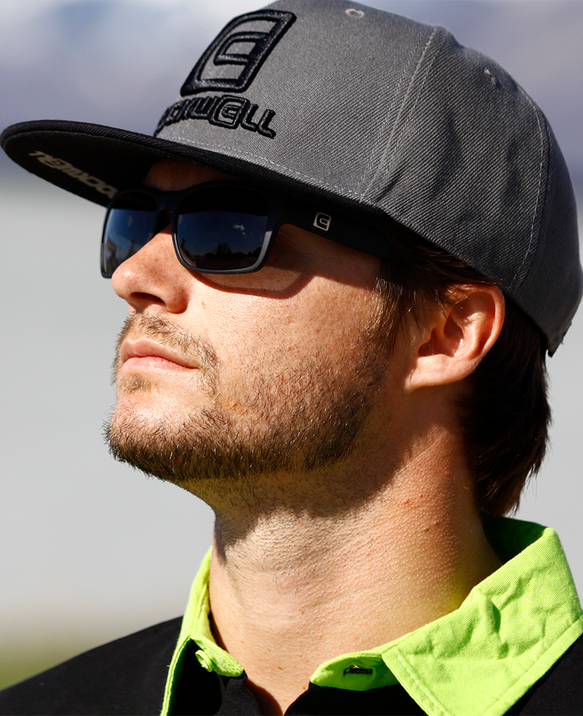 OG Snapback Hat man wearing the o g gray black rockwell snapback hat