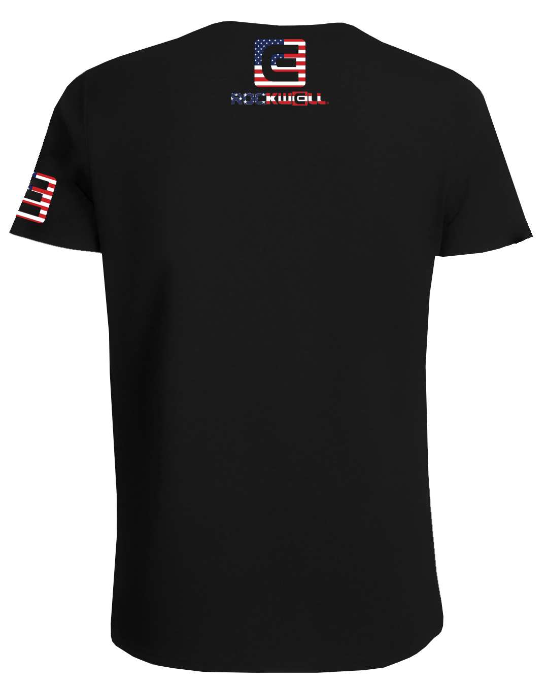 OG Flag T-Shirt back of OG stacked rockwell american flag logo