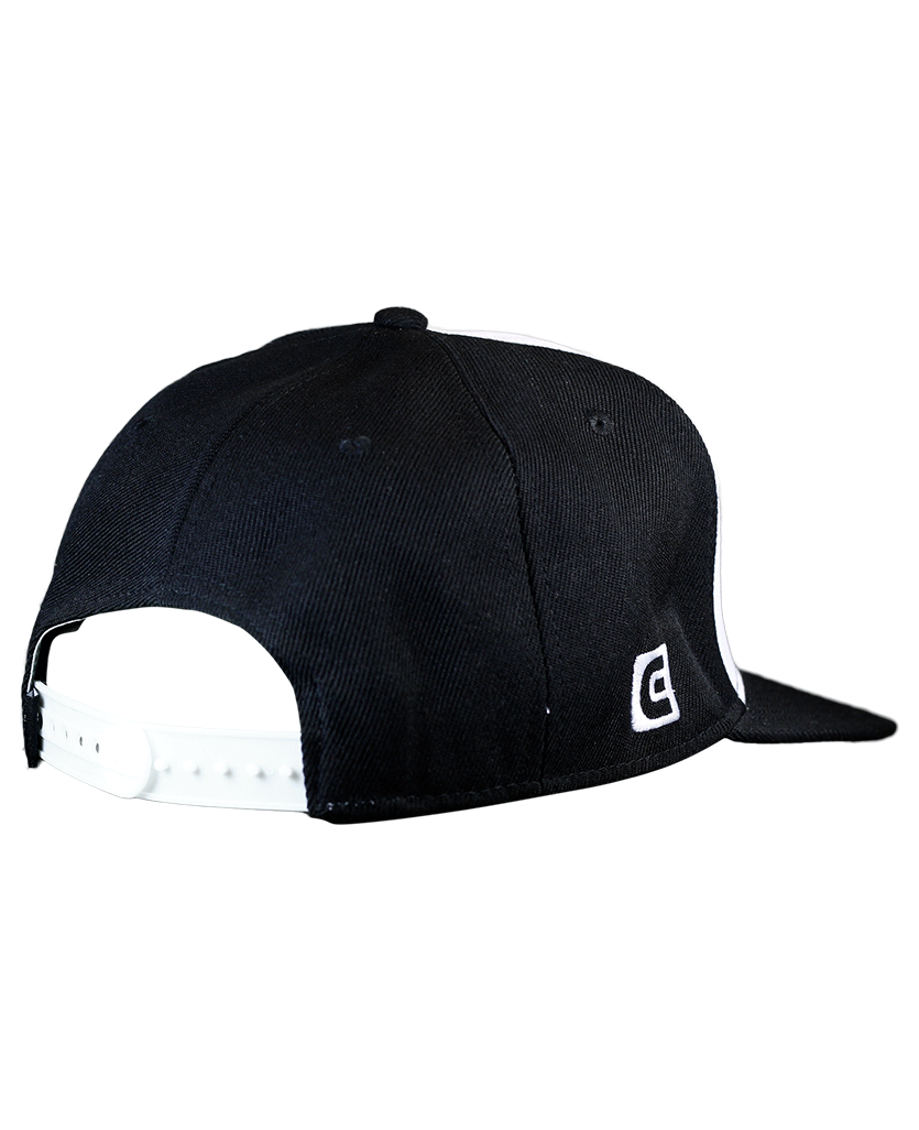 back of the o g rockwell snapback hat black/white