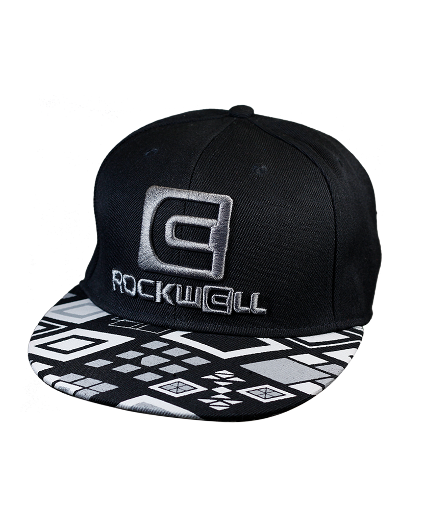 rockwell o g snapback hat black/grey with aztec pattern on the bill
