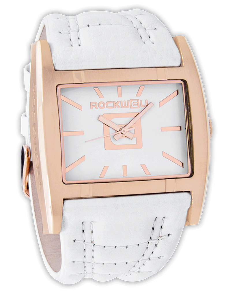 Rose Gold Apostle with White Dial and White Leather Band