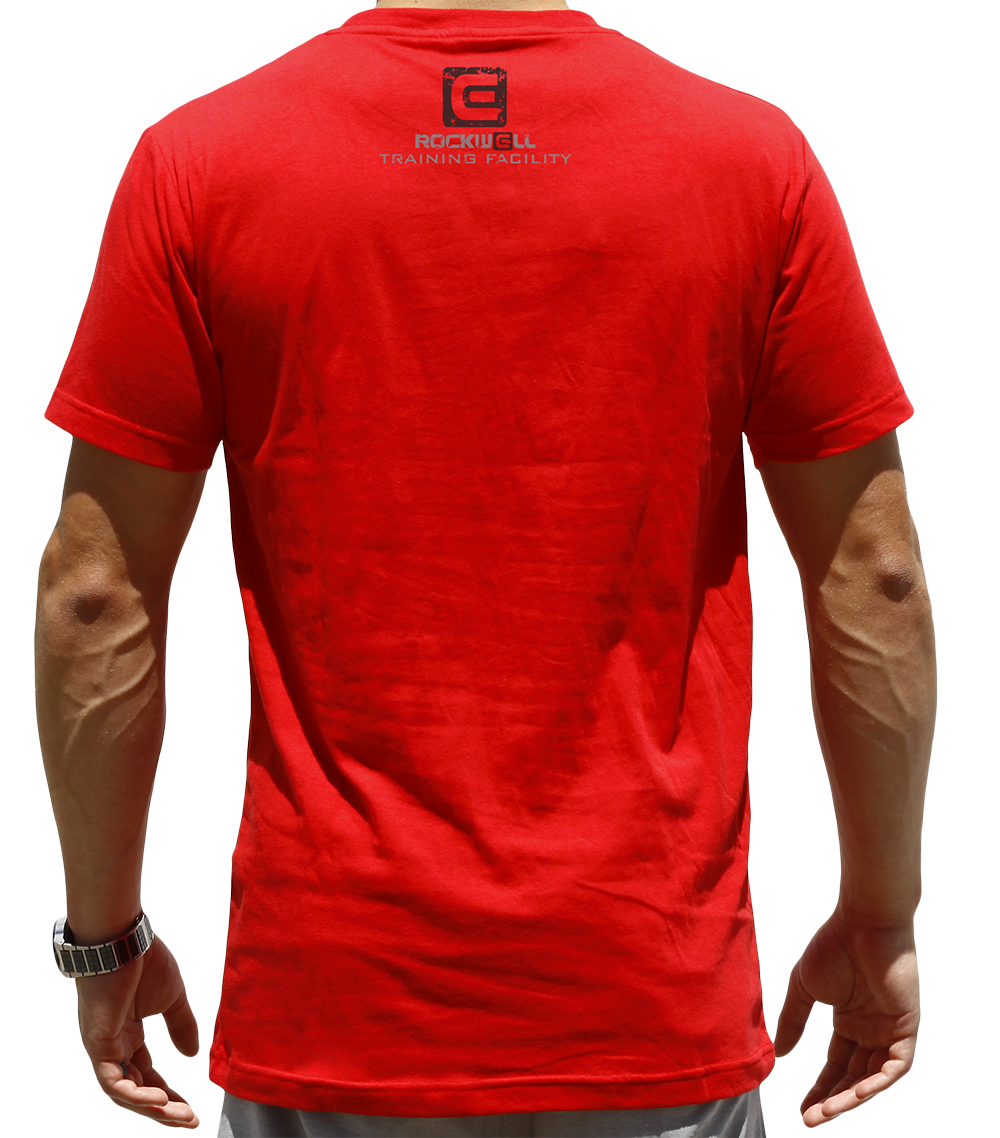 back of man wearing Men's RTF T-Shirt red