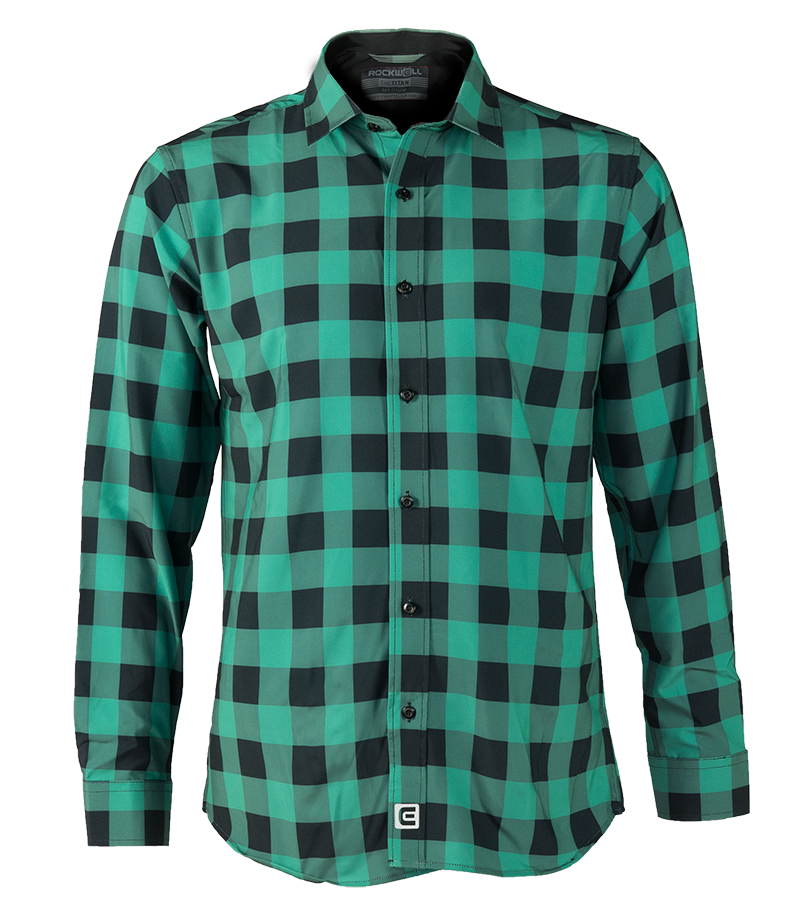 The Titan - Black/Green Plaid Long Sleeve Green and Black Plaid Titan Button up Long Sleeve Shirt