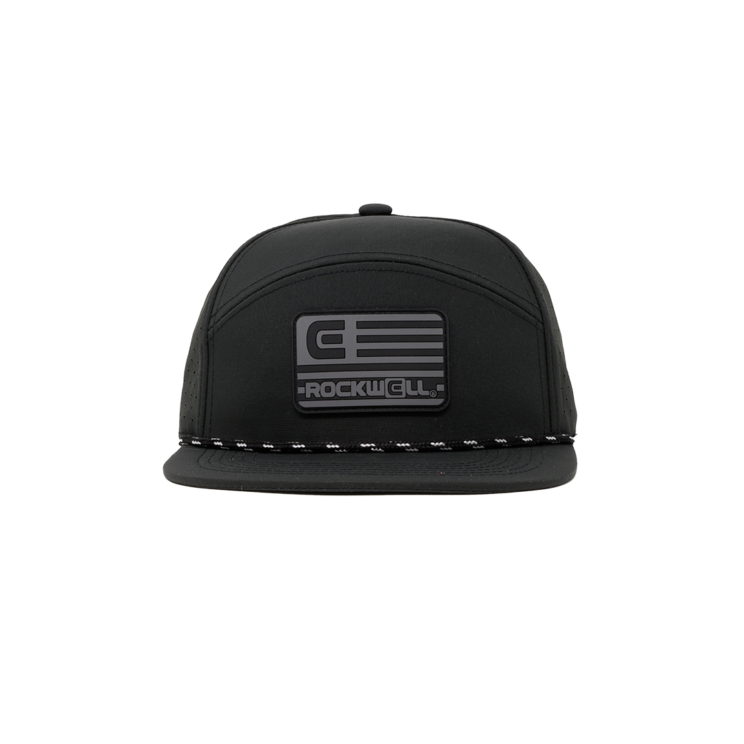 Rockwell 7 Panel Roped Black Flag Hat