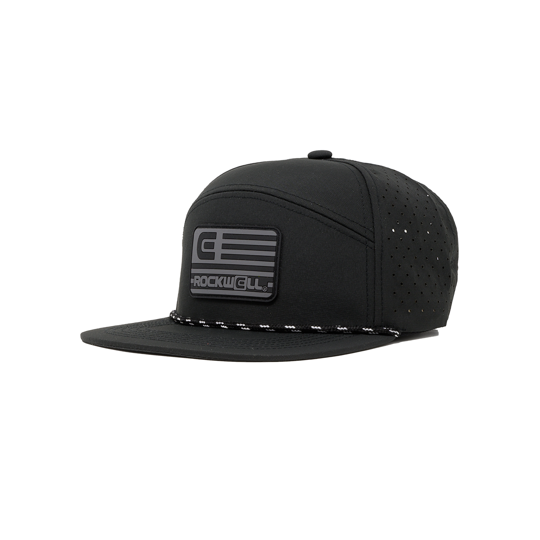 Rockwell 7 Panel Roped Black Flag Hat