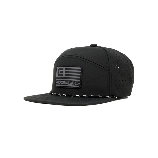 Rockwell 7 Panel Roped Black Flag Hat