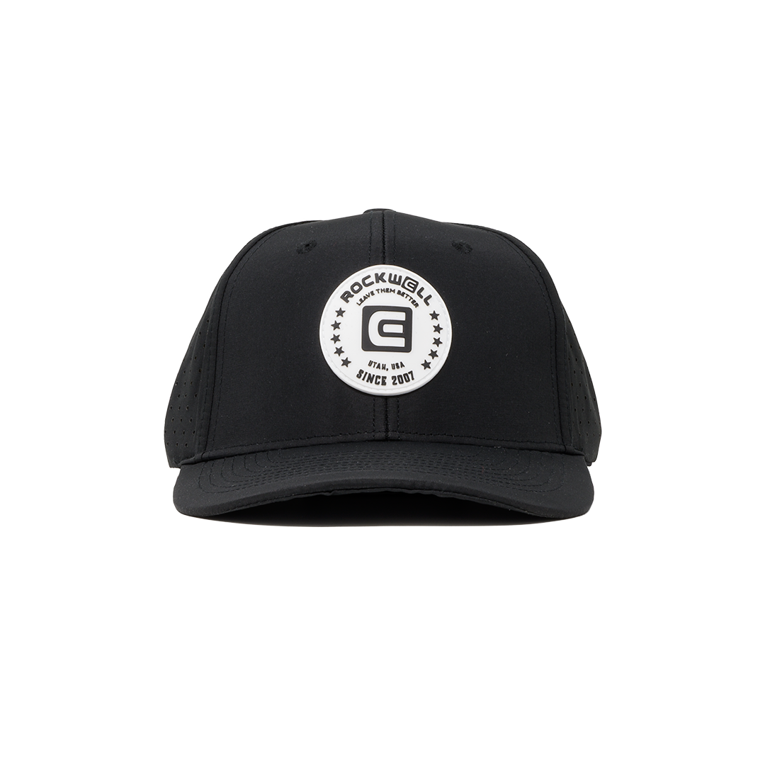 Rockwell 6-Panel Curved Brim White Circle Hat