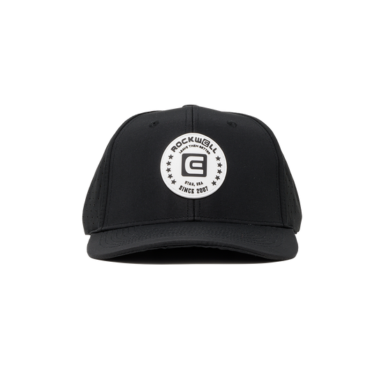 Rockwell 6-Panel Curved Brim White Circle Hat