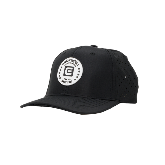 Rockwell 6-Panel Curved Brim White Circle Hat