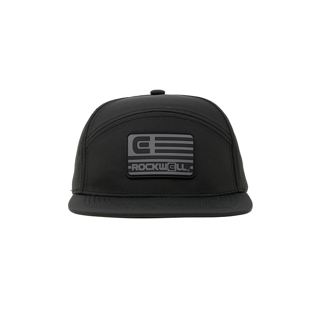 Rockwell 7 Panel Black Flag Hat