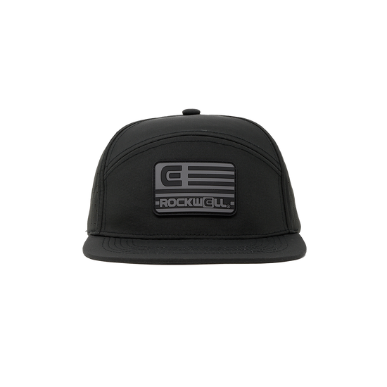 Rockwell 7 Panel Black Flag Hat
