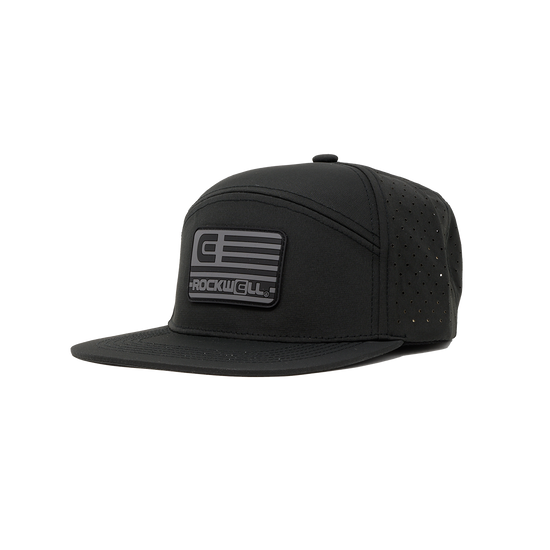 Rockwell 7 Panel Black Flag Hat