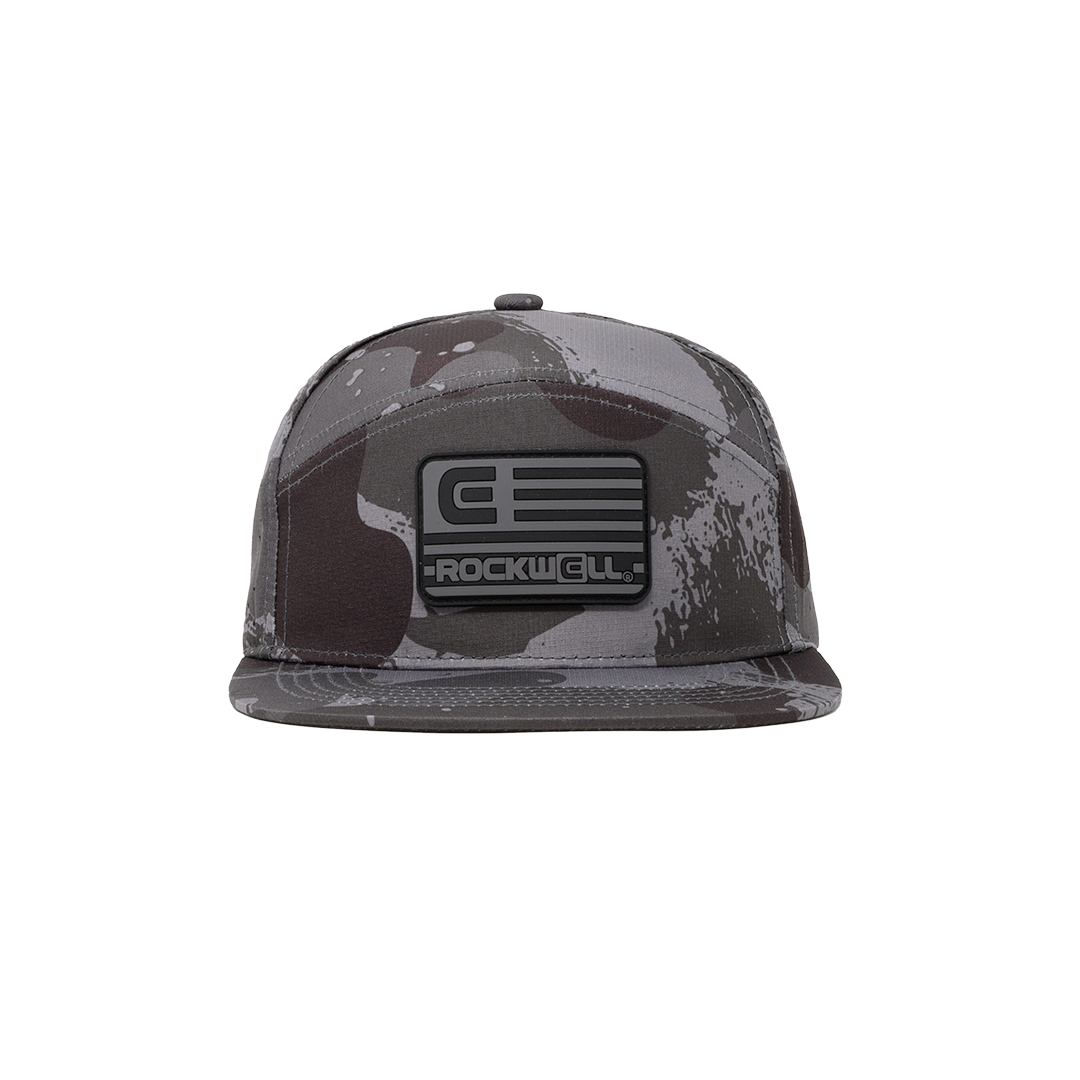 Rockwell 7 Panel Black Flag Hat
