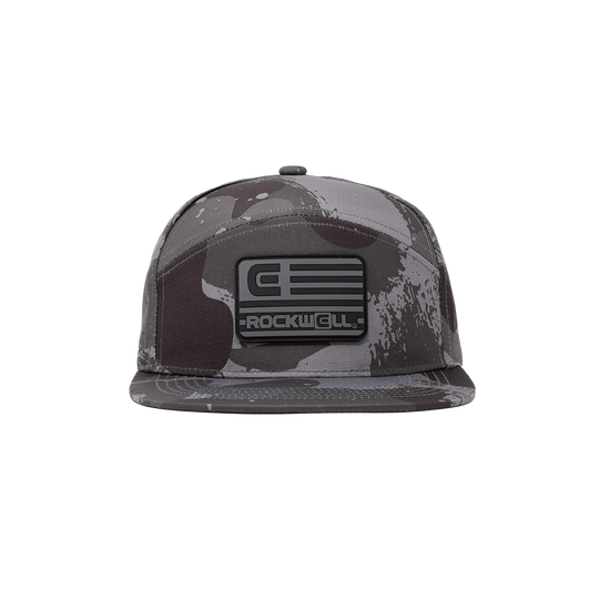 Rockwell 7 Panel Black Flag Hat