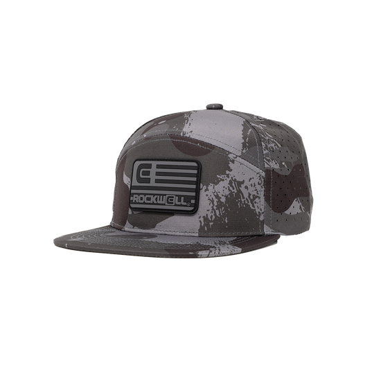 Rockwell 7 Panel Black Flag Hat