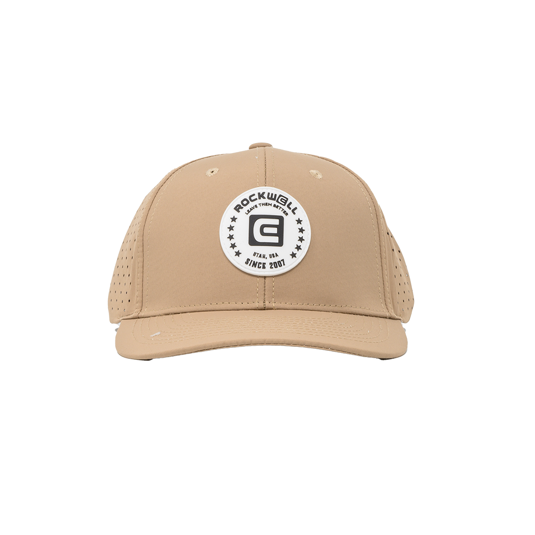 Rockwell 6-Panel Curved Brim White Circle Hat