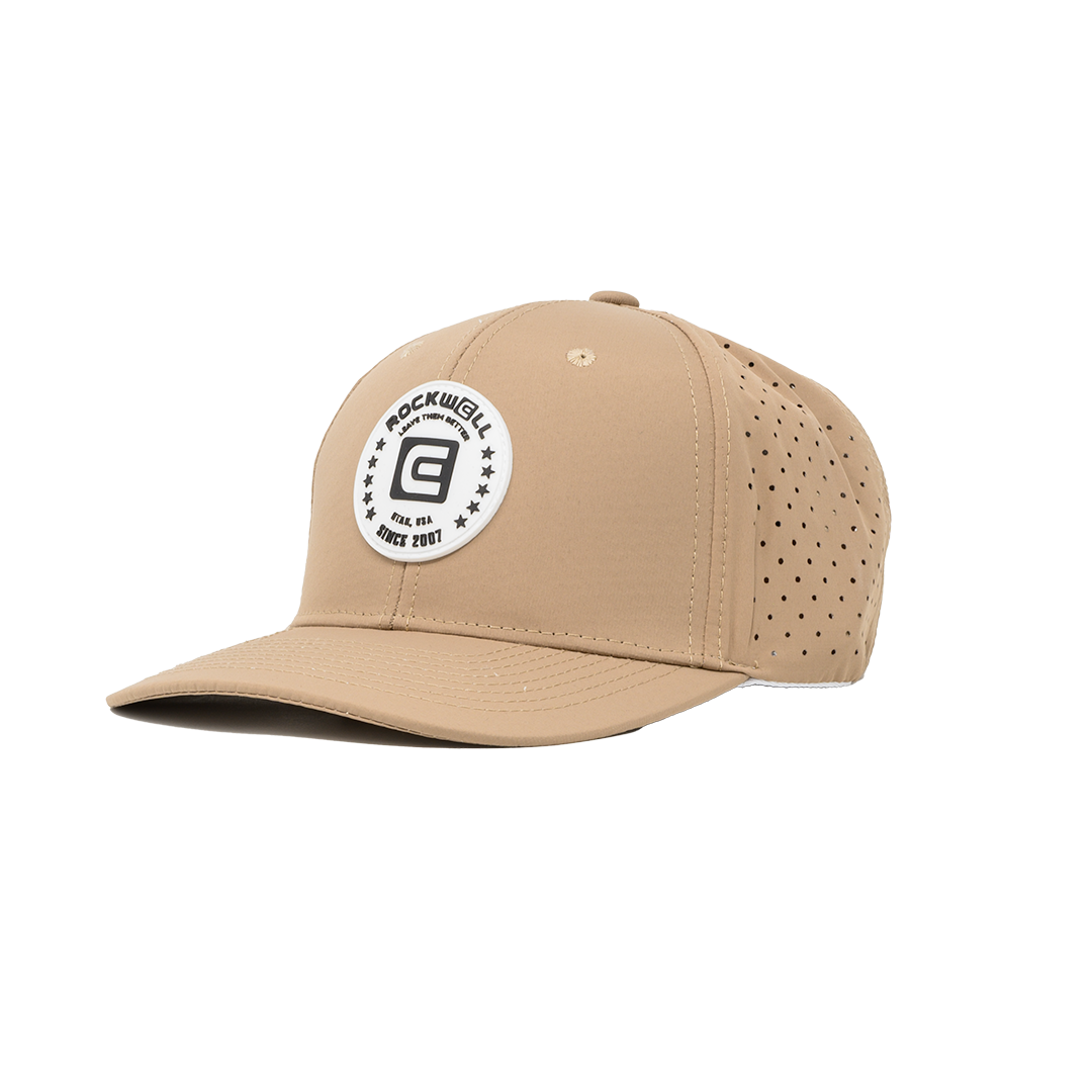 Rockwell 6-Panel Curved Brim White Circle Hat