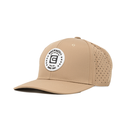 Rockwell 6-Panel Curved Brim White Circle Hat