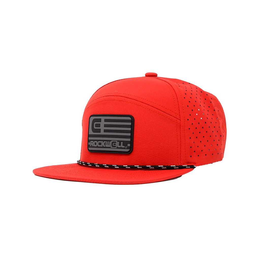 Rockwell 7 Panel Roped Black Flag Hat