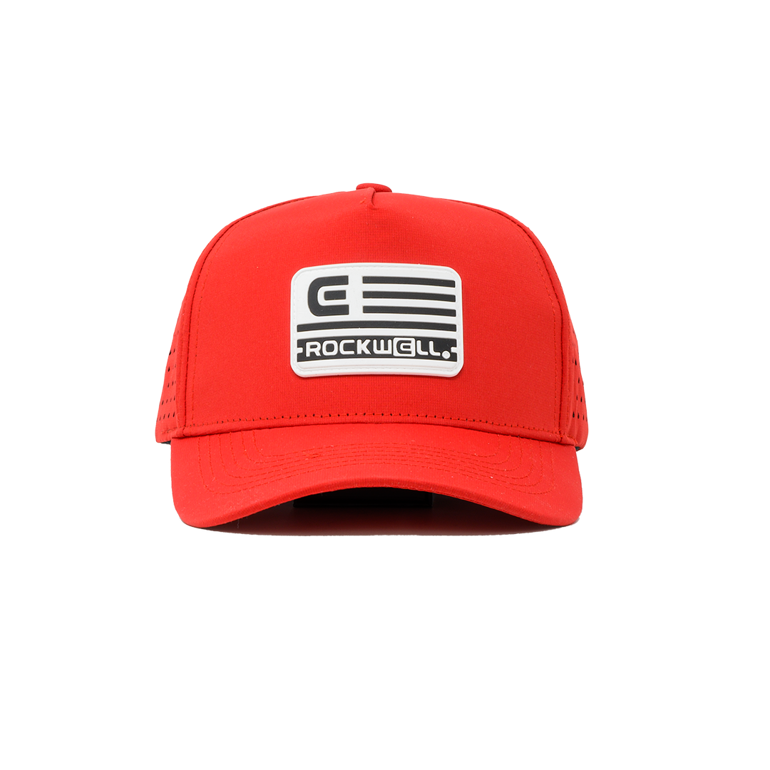 Rockwell 5-Panel Curve Brimmed White Flag Hat