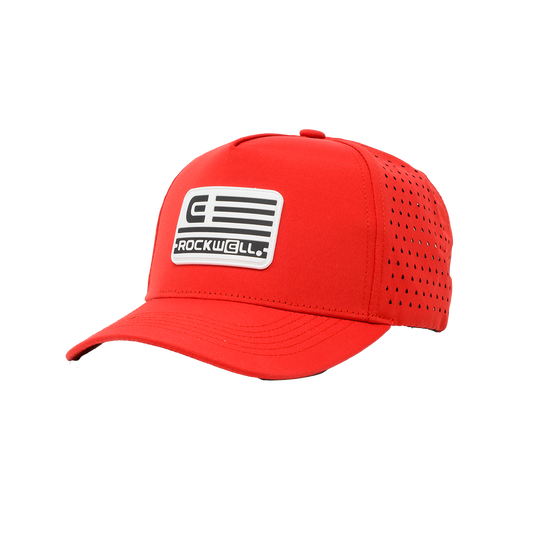 Rockwell 5-Panel Curve Brimmed White Flag Hat