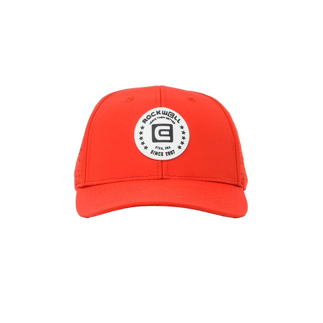 Rockwell 6-Panel Curved Brim White Circle Hat