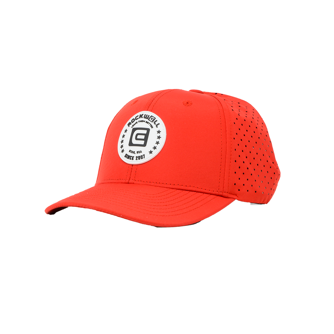 Rockwell 6-Panel Curved Brim White Circle Hat