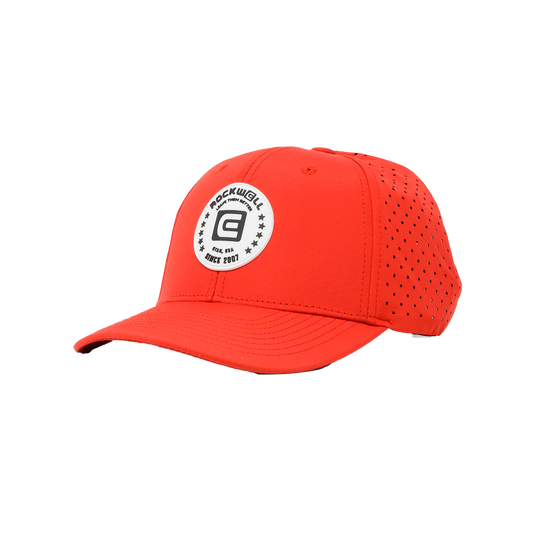 Rockwell 6-Panel Curved Brim White Circle Hat