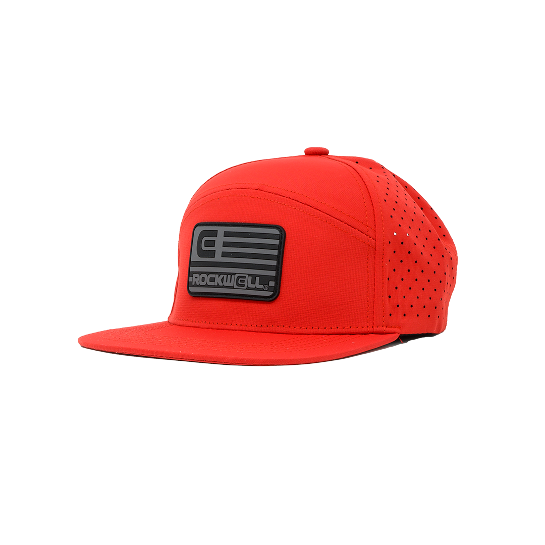 Rockwell 7 Panel Black Flag Hat
