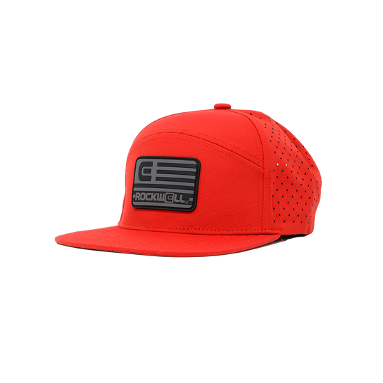 Rockwell 7 Panel Black Flag Hat