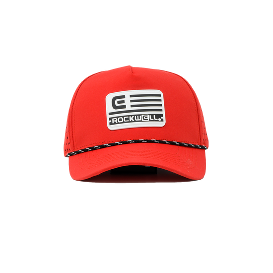 Rockwell 5-Panel Curve Brim Roped White Flag Hat