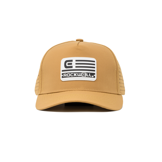 Rockwell 5-Panel Curve Brimmed White Flag Hat