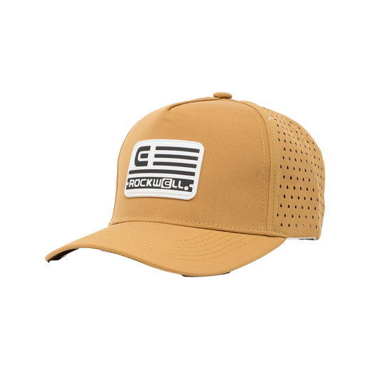 Rockwell 5-Panel Curve Brimmed White Flag Hat