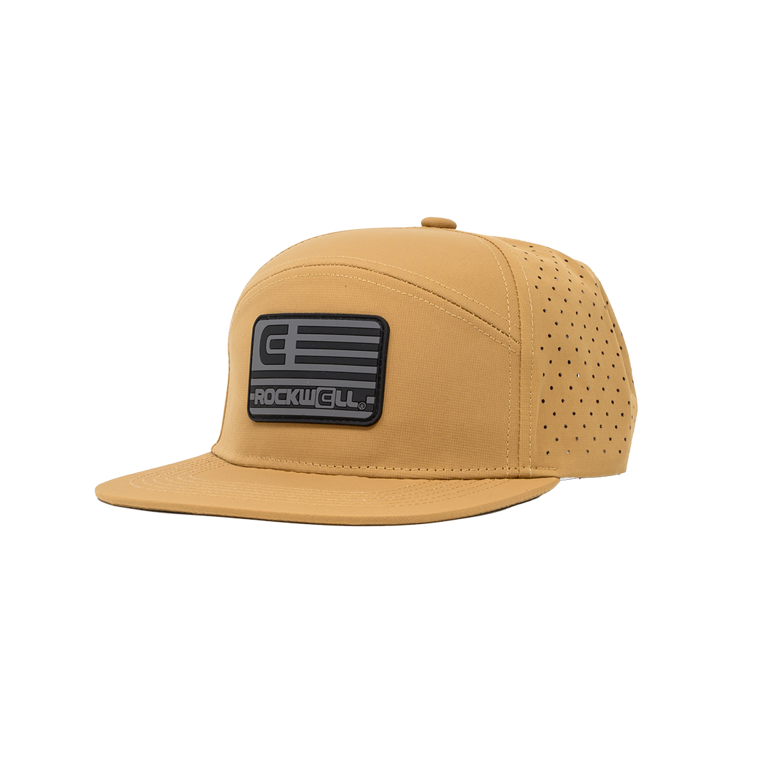 Rockwell 7 Panel Black Flag Hat