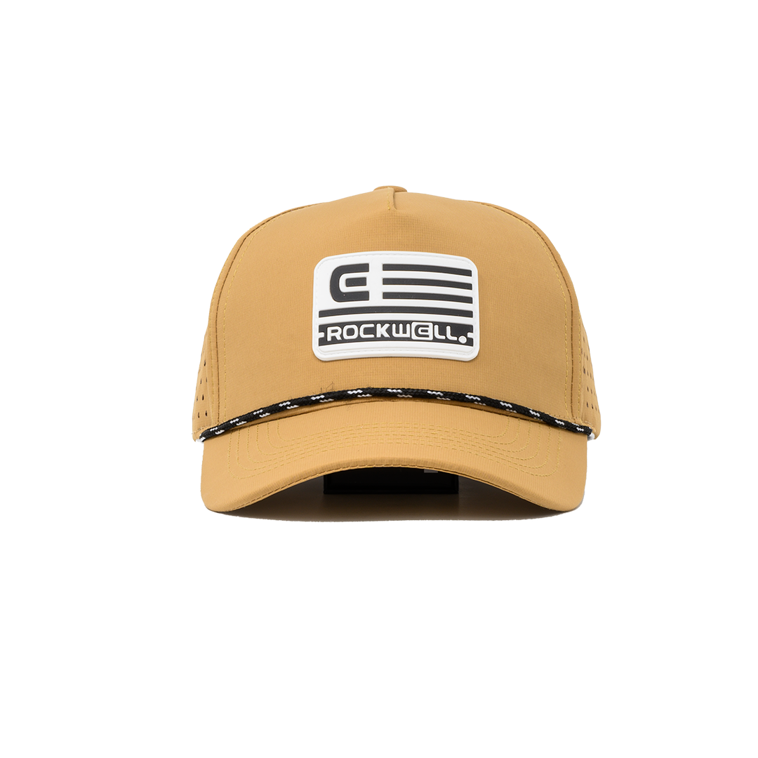 Rockwell 5-Panel Curve Brim Roped White Flag Hat