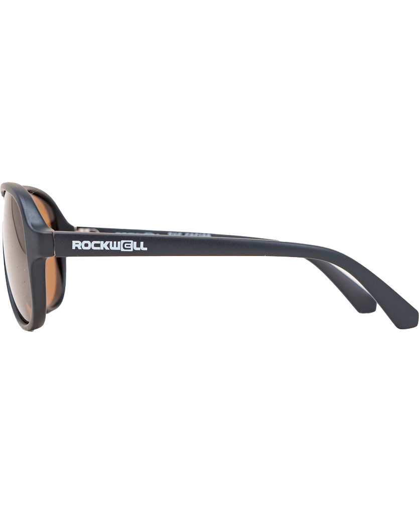 Sunglasses with 'Rockwell' branding on a white background