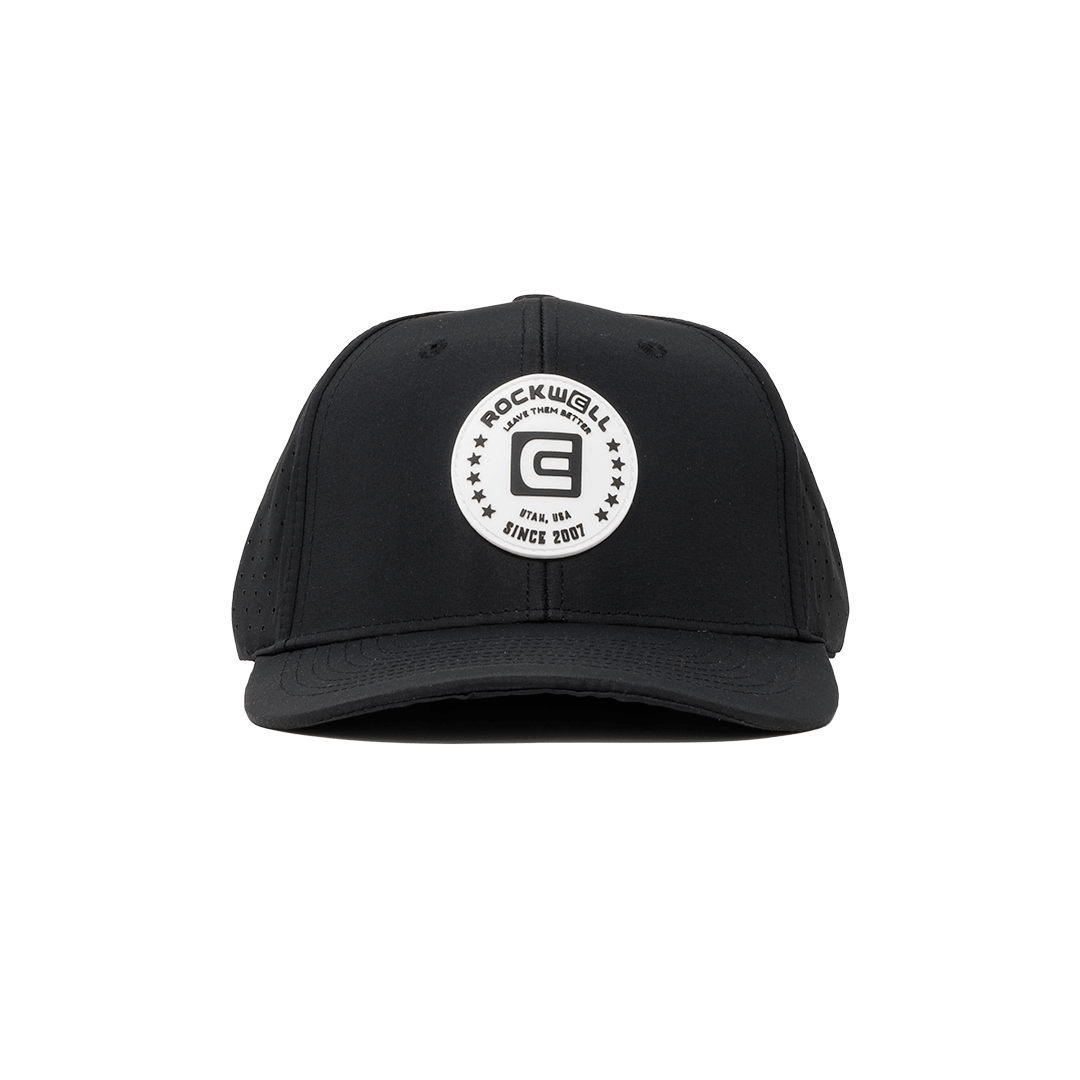 Rockwell 6-Panel Curved Brim White Circle Hat