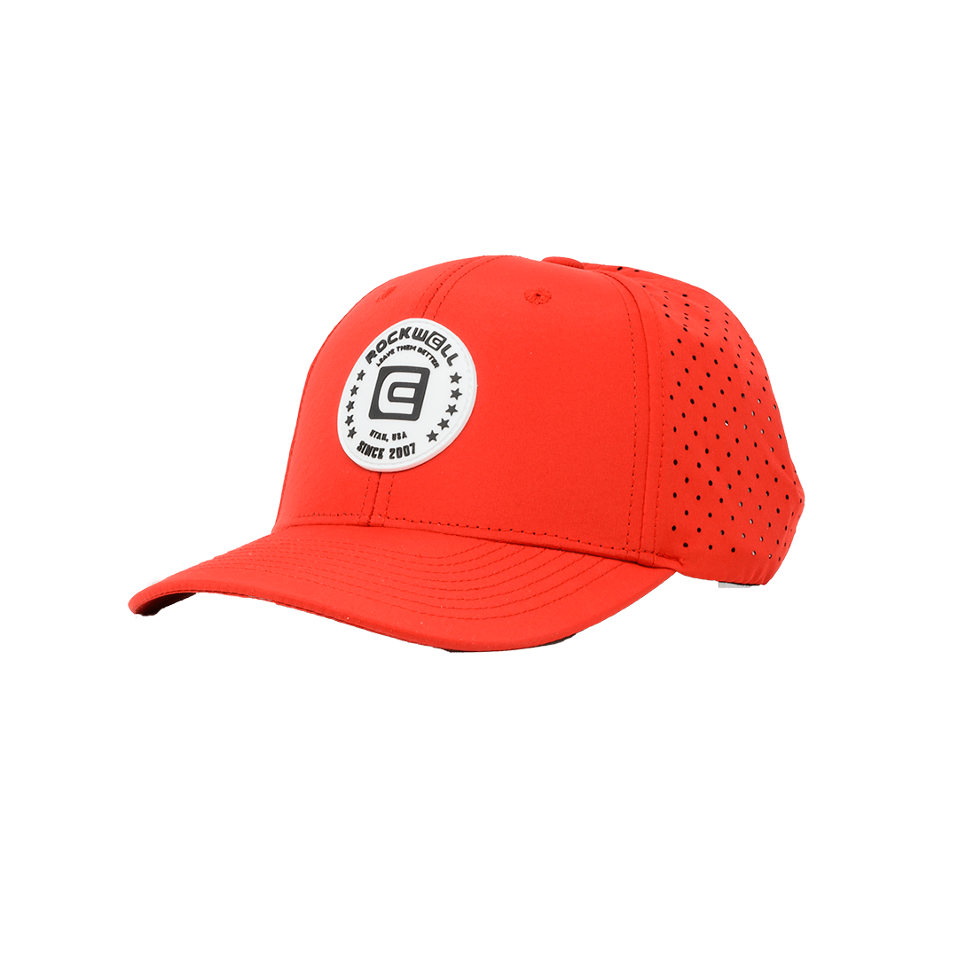 Rockwell 6-Panel Curved Brim White Circle Hat