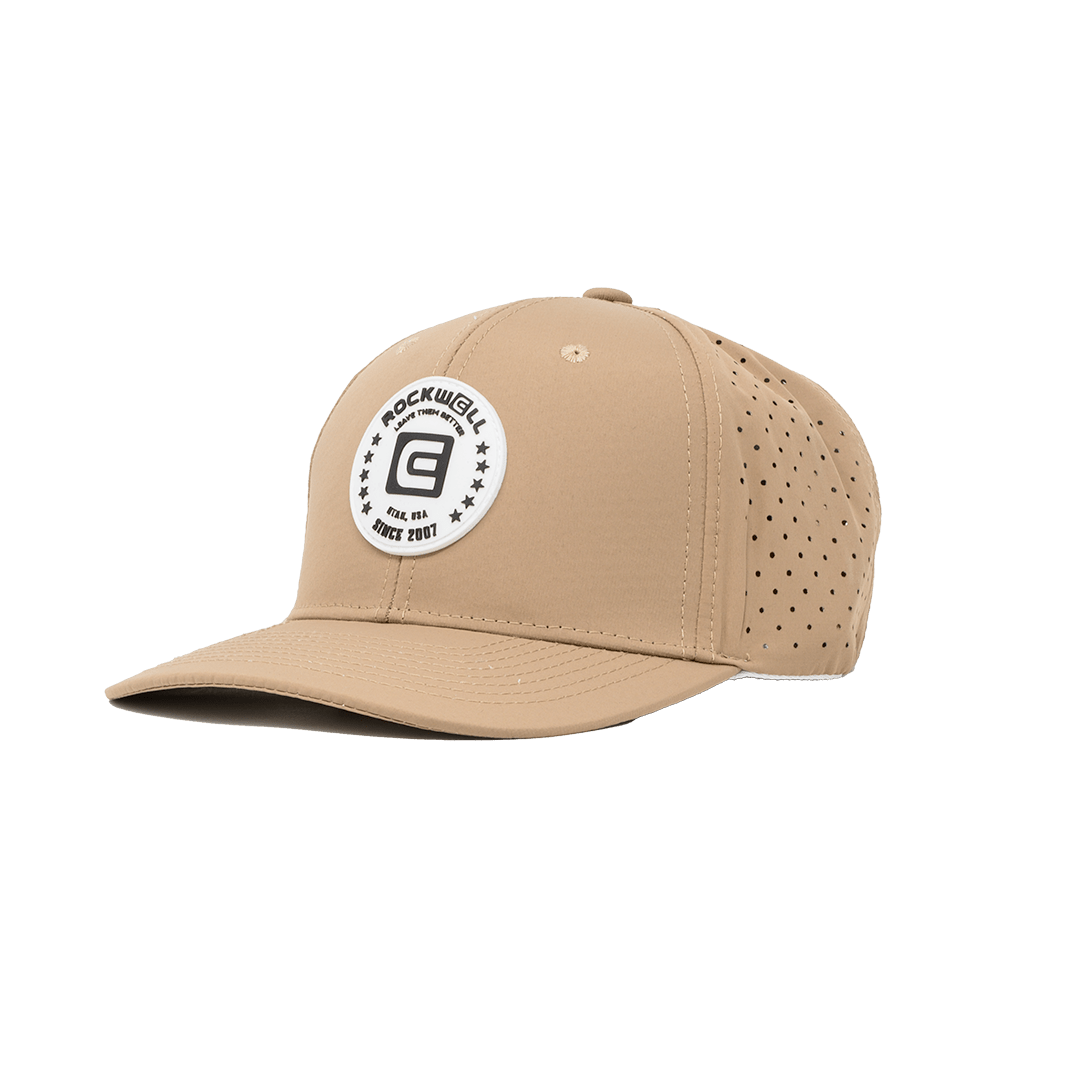 Rockwell 6-Panel Curved Brim White Circle Hat