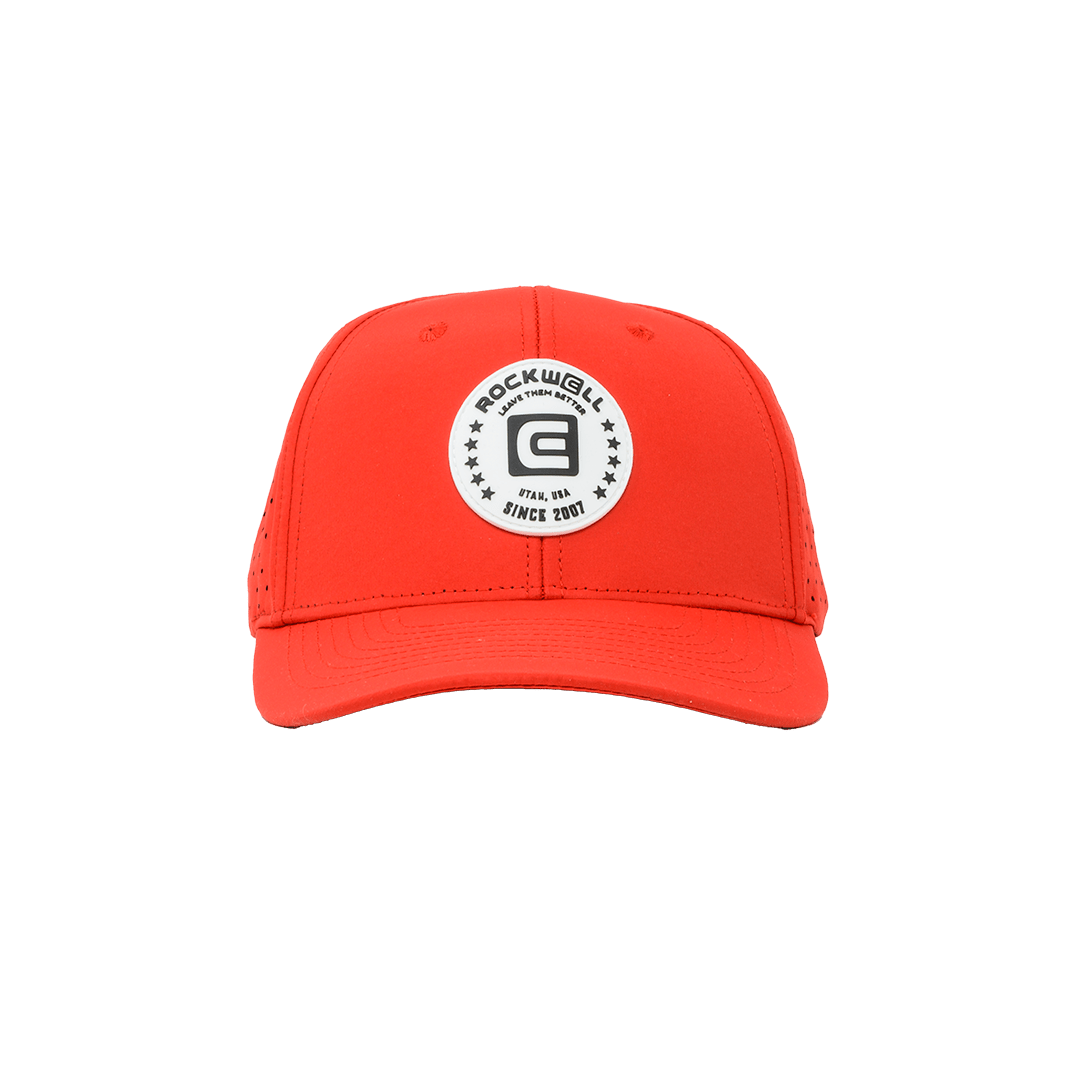 Rockwell 6-Panel Curved Brim White Circle Hat
