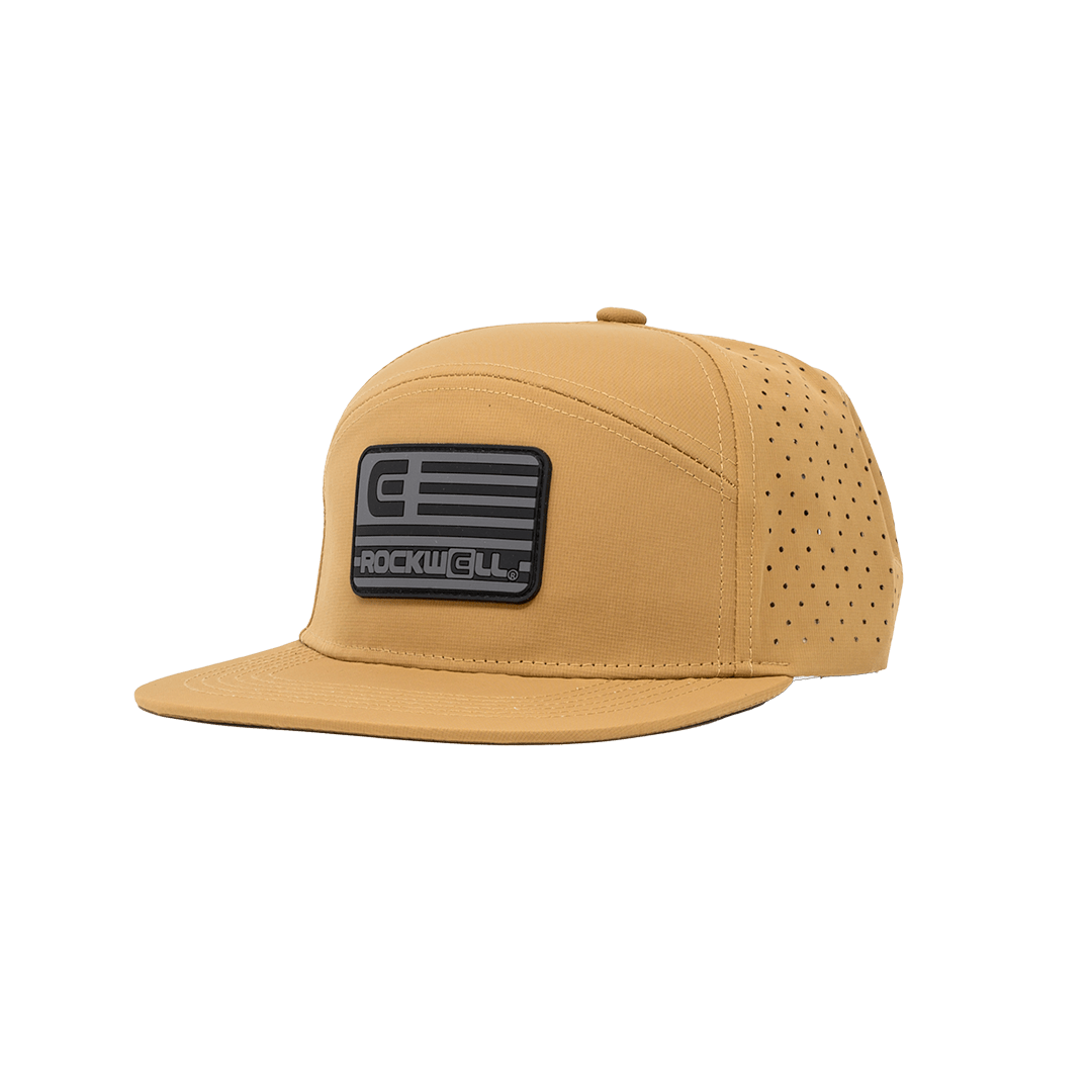 Rockwell 7 Panel Black Flag Hat