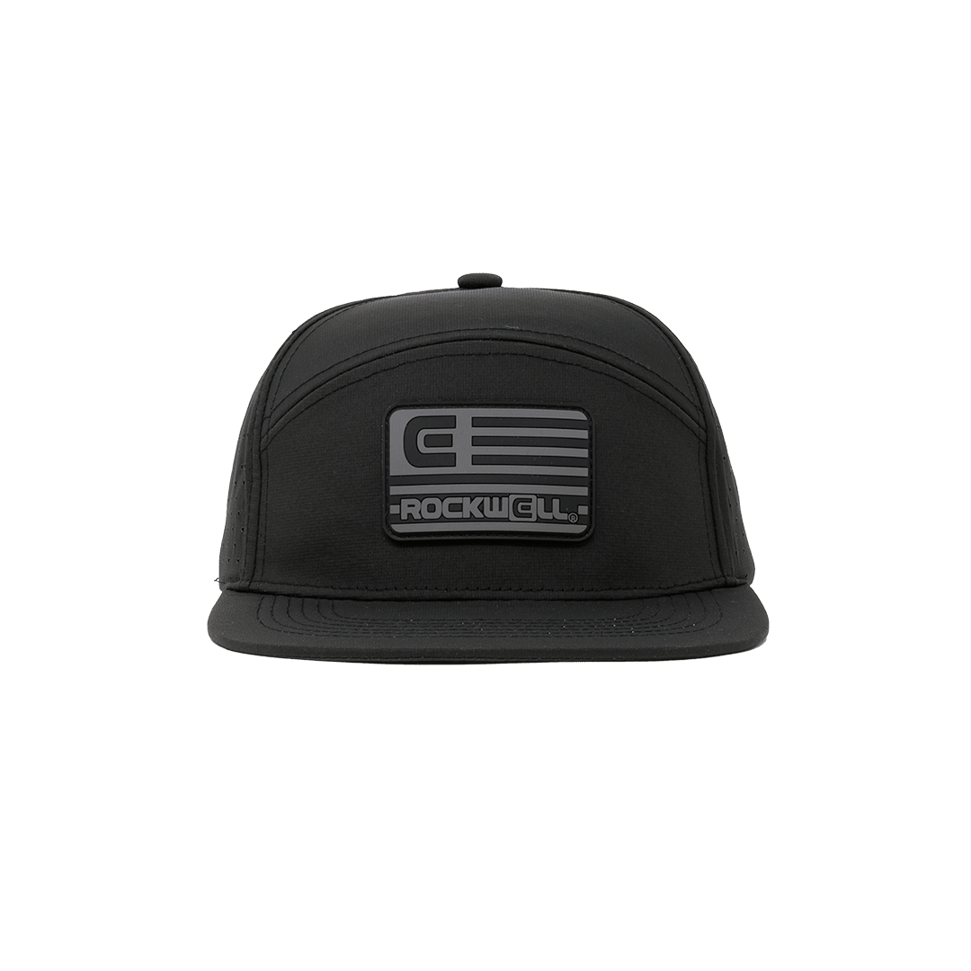 Rockwell 7 Panel Black Flag Hat