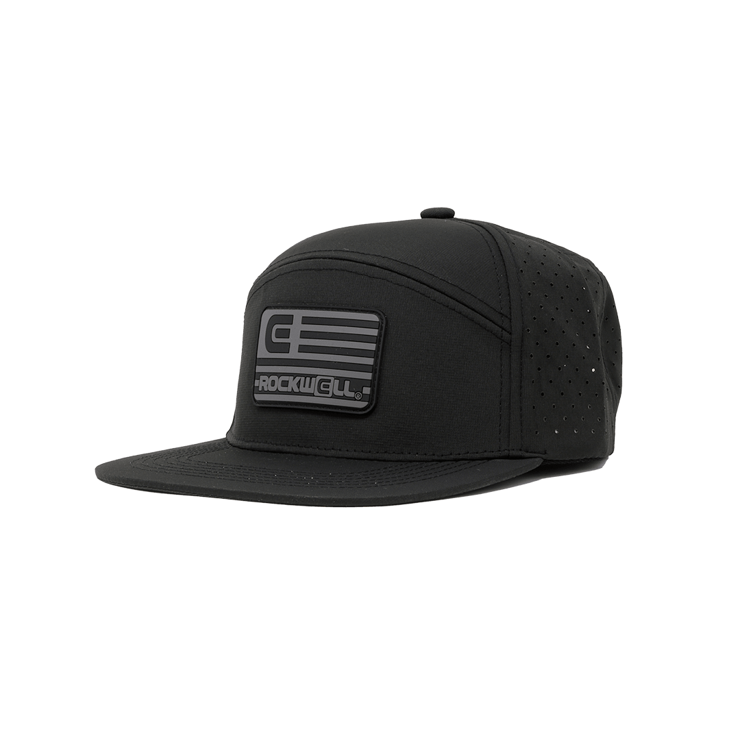 Rockwell 7 Panel Black Flag Hat