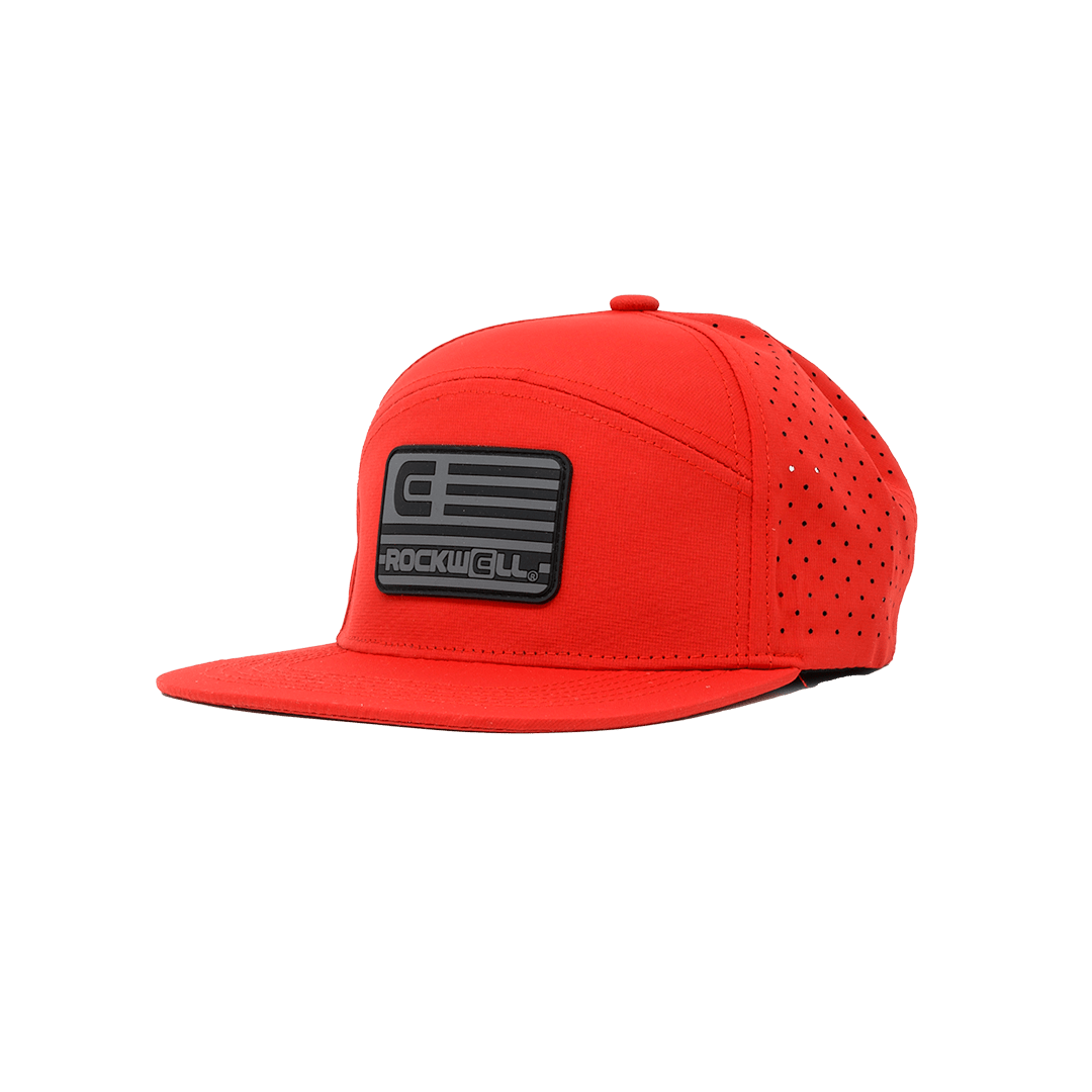 Rockwell 7 Panel Black Flag Hat
